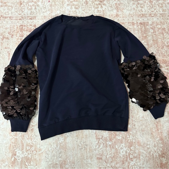 Nasty Gal Sequins Sleeve Sweatshirt - Picture 2 of 9